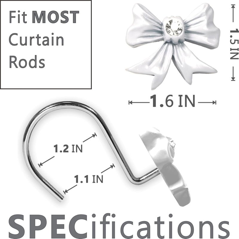 Popkozzi White Bow Shower Curtain Hooks: Elegant Bow Knot Shaped Rustproof Stainless Steel Rings for Girls, Bridal, and Classic Bathroom Décor – Decorative Accessories for Farmhouse, Minimalist Bathrooms - Image 3
